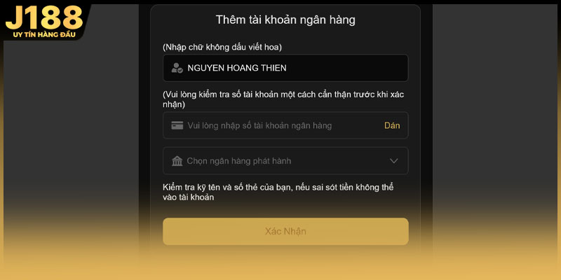 Trường hợp lỗi khi giao dịch rút tiền j188 thường thấy nhất